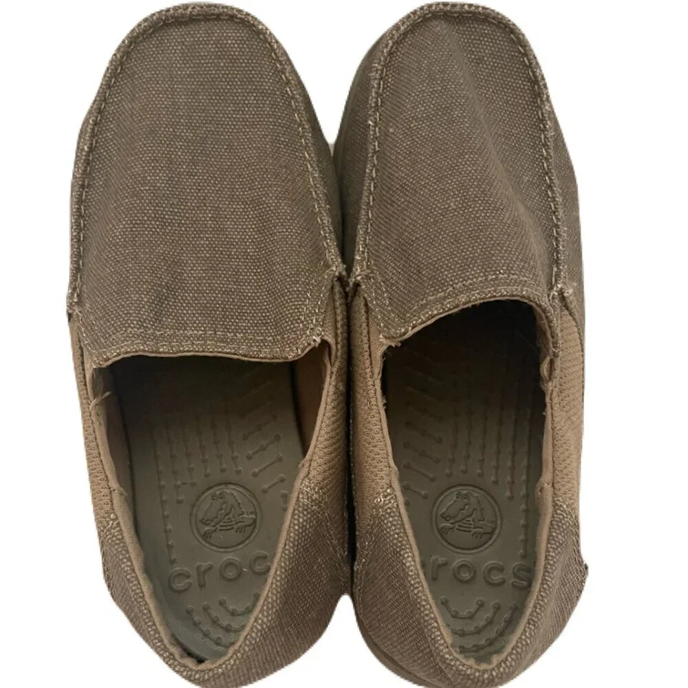 Crocs Santa Cruz II Loafers Youth Size J1 Unisex Khaki Slip on Shoes